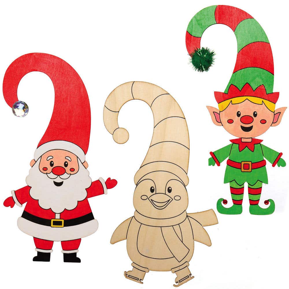 Christmas Colour-in Wooden Door Hangers (Pack of 5) Christmas Crafts
