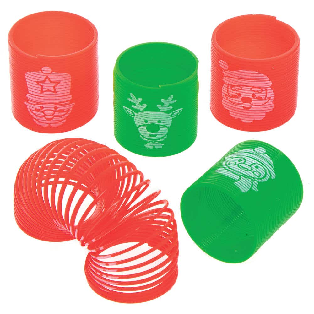 Christmas Mini Springs (Pack of 12) Christmas Toys 2 assorted colours - Red & Green