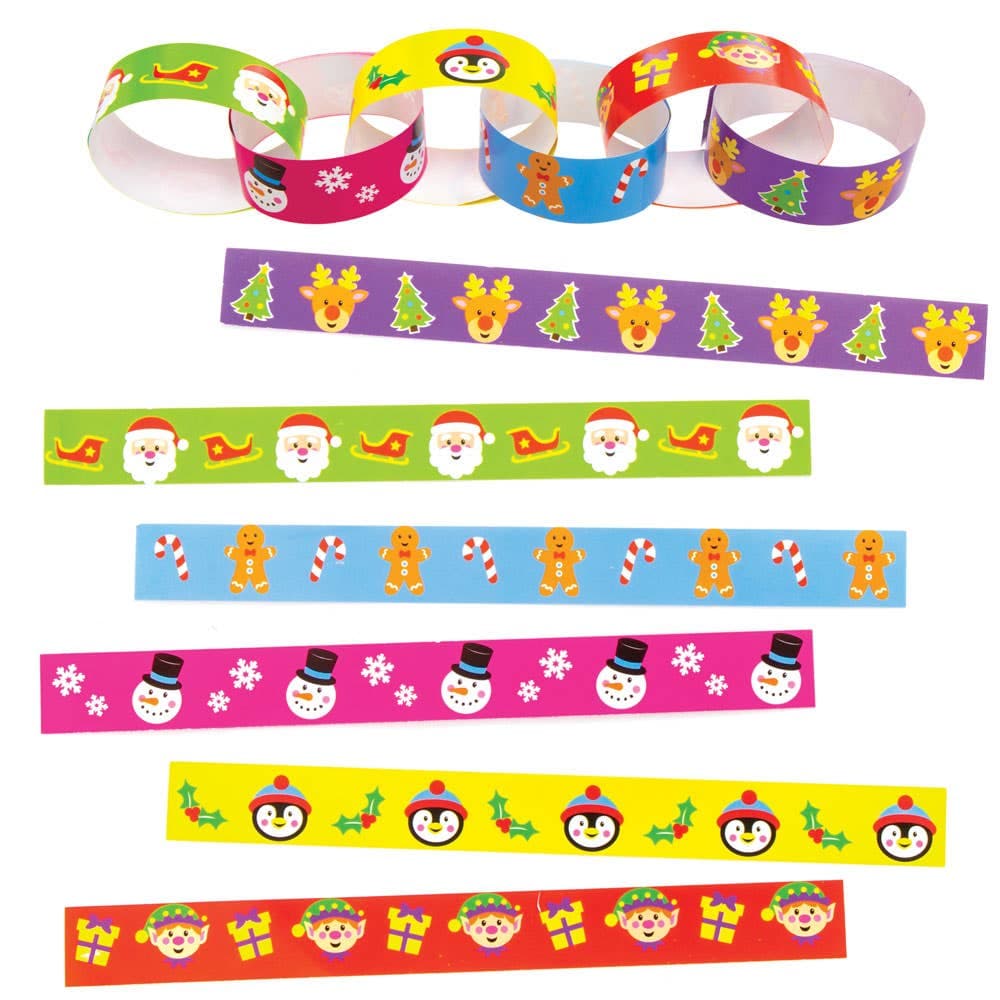 Festive Paper Chains (Pack of 240) Christmas Party Supplies 6 assorted colours - Green, Red, Purple, Blue, Yellow & Pink