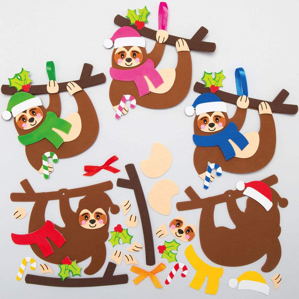 Christmas Sloth Mix & Match Decoration Kits (Pack of 8) Christmas Crafts
