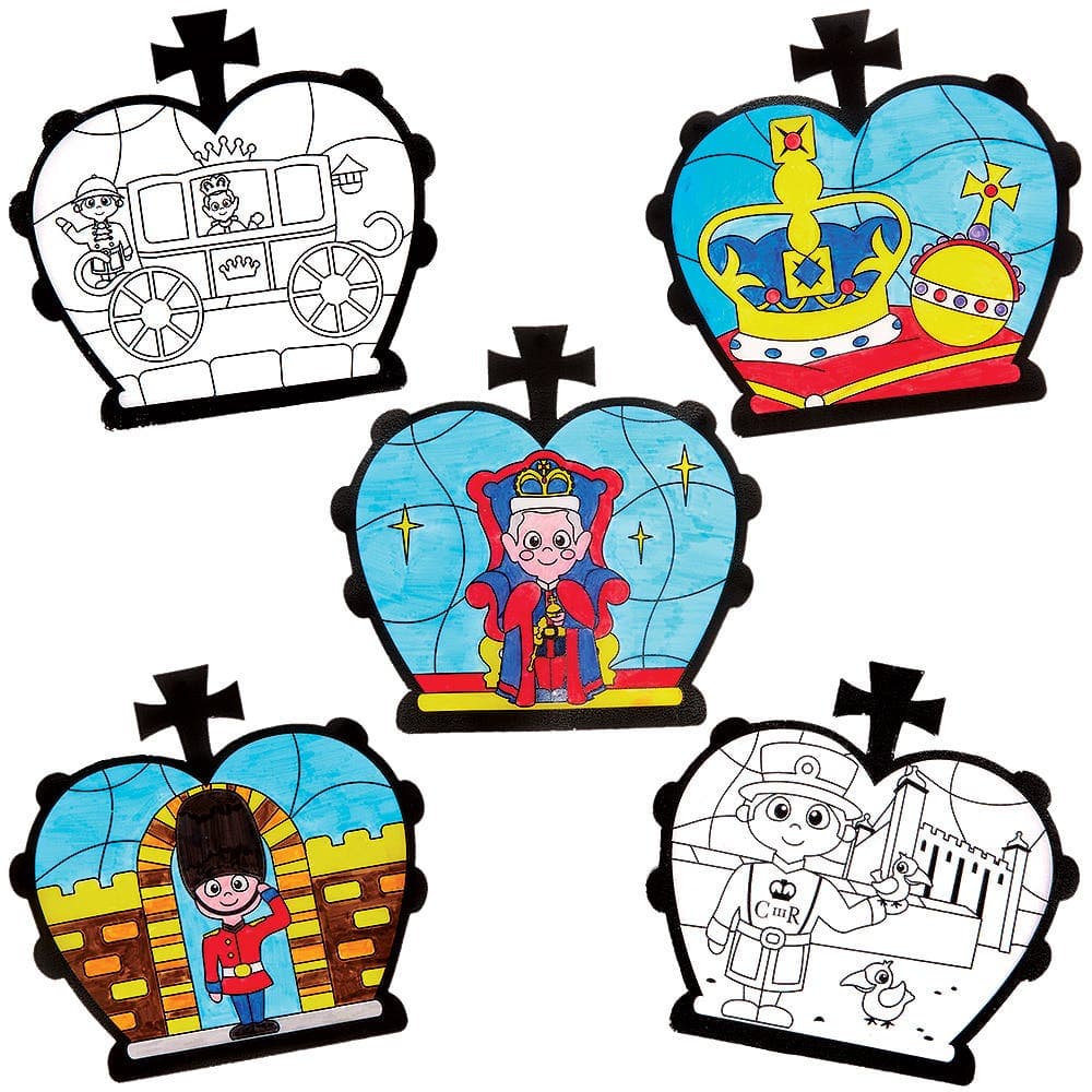 King’s Coronation Colour-in Window Decorations (Pack of 20) Decoration Craft Kits