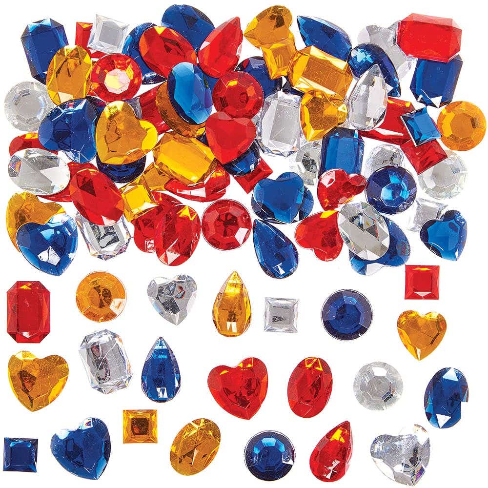 Large Royal Self-Adhesive Acrylic Jewels (Pack of 120) Craft Embellishments 4 assorted Royal colours - Glod, Silver, Red & Blue