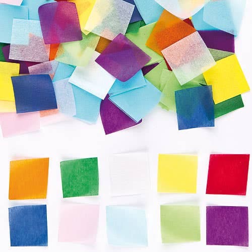 Coloured Mini Tissue Squares (Pack of 4000) 10 Assorted Colours, Square Size 38mm x 38mm, Collages & Craft Materials