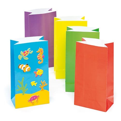 Coloured Party Bags (Pack of 10) Party Bags Five assorted colours - Green, Red, Blue, Yellow & Purple