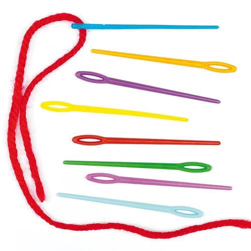 Coloured Plastic Needles (Pack of 50) Needle Size 6cm, Assorted Colours, Sewing For Beginners, Kid-Friendly