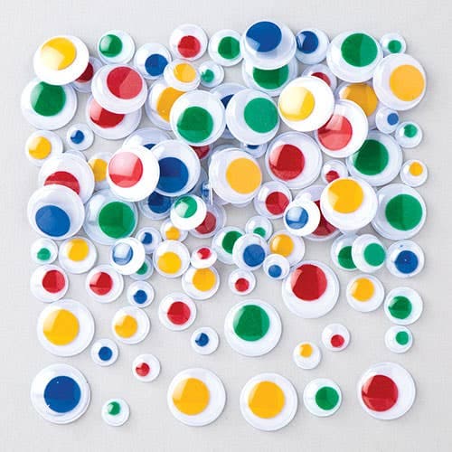 Coloured Self-Adhesive Wiggle-Eyes (Pack of 120) Craft Embellishments 4 assorted colours - Red, Green, Blue & Yellow
