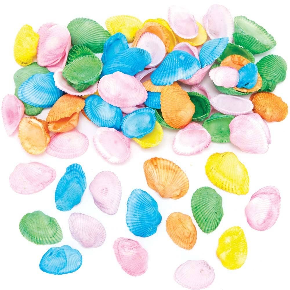 Pastel Craft Shells (Pack of 150) Natural Craft Materials 6 assorted pastel colours - Yellow, Orange, Pink, Purple, Blue & Green