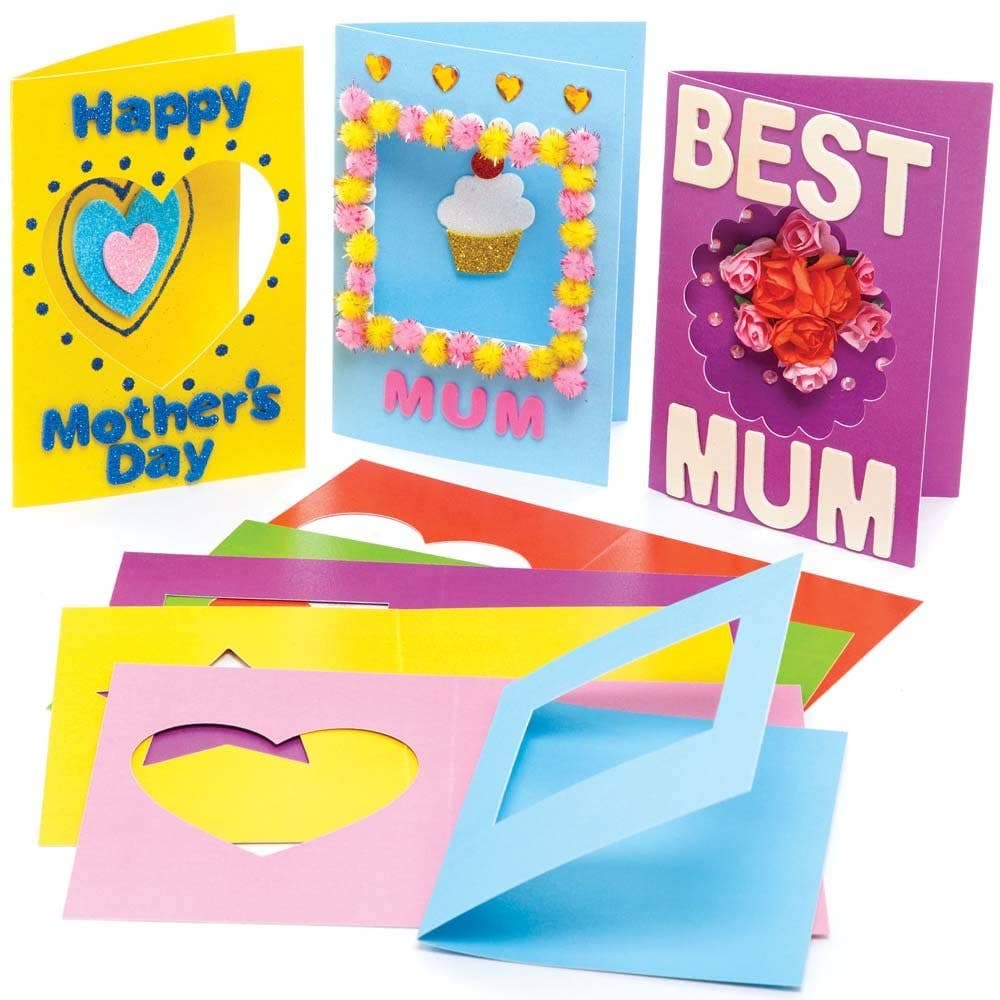 Coloured Aperture Greeting Cards (Pack of 15) 6 Assorted Colours & 5 Apertures Designs, Folded Size 15cm x 10.5cm