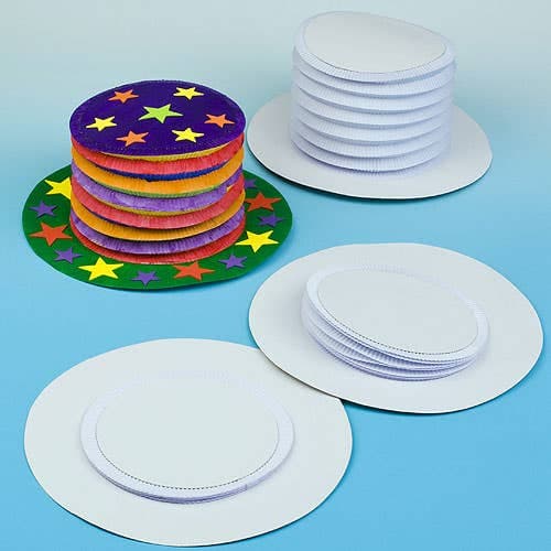 Concertina Top Hats (Pack of 4) Decorate Your Own, Hat Size 32cm, Card Crafts, Fancy Dress