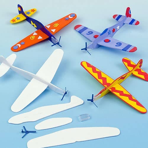 Flying Glider Colour-in Kits (Pack of 8) Pocket Money Toys, Assorted Designs, Easy To Assemble, 18cm Long