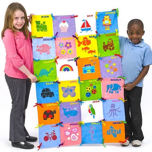 Giant Patchwork Memories Wall Hanging (Each) 32 Fabric Squares & Ribbon Included, Square Size 20cm x 20cm