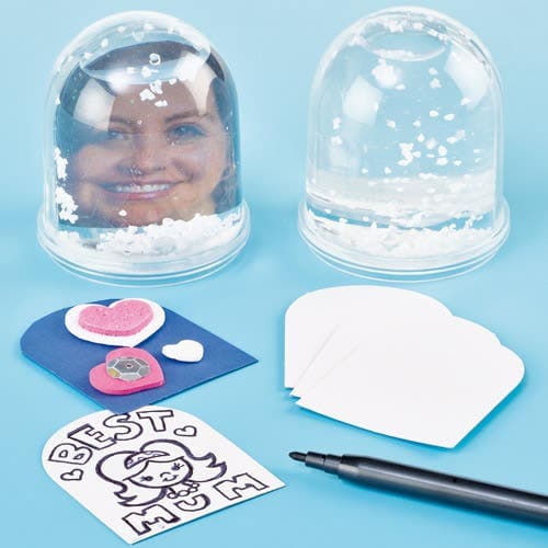 Snow Globe Kits (Pack of 4) Christmas Crafts, Design Your Own Snow Globe, Glitter Included, 65mm