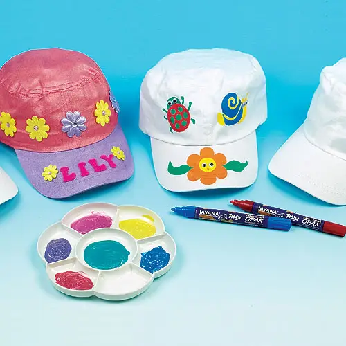White Cotton Caps (Pack of 2) Decorate & Personalise, One Size Fits Most Heads, 100% Cotton