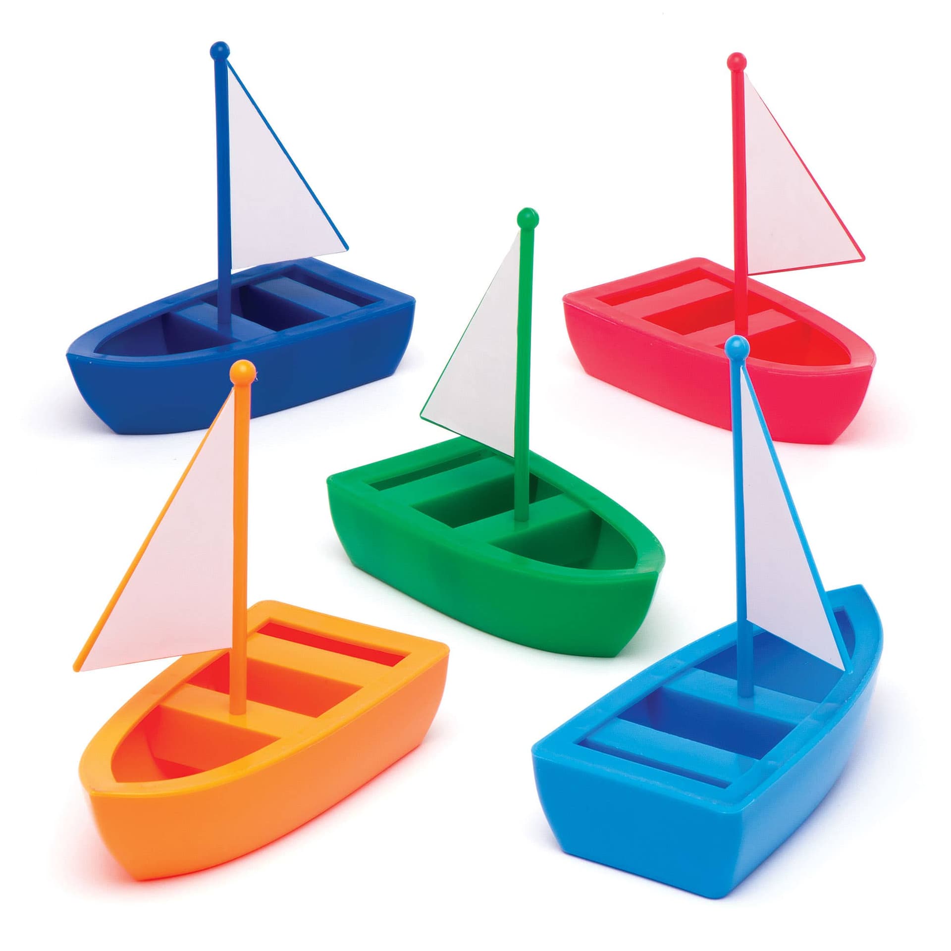 Design Your Own Plastic Sailboats (Pack of 5) 11cm Long, 4 Assorted Colours, Small Toys For Kids