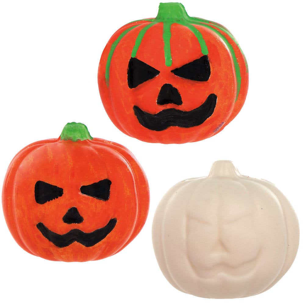 Design Your Own Squeezy Pumpkins (Pack of 6) Halloween Sensory Toys, Party Bag Fillers, PU Rubber