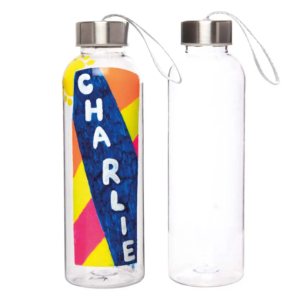 Design Your Own Water Bottles (Pack of 2) 20.5cm High, Holds 450ml Liquid, Decorate & Personalise