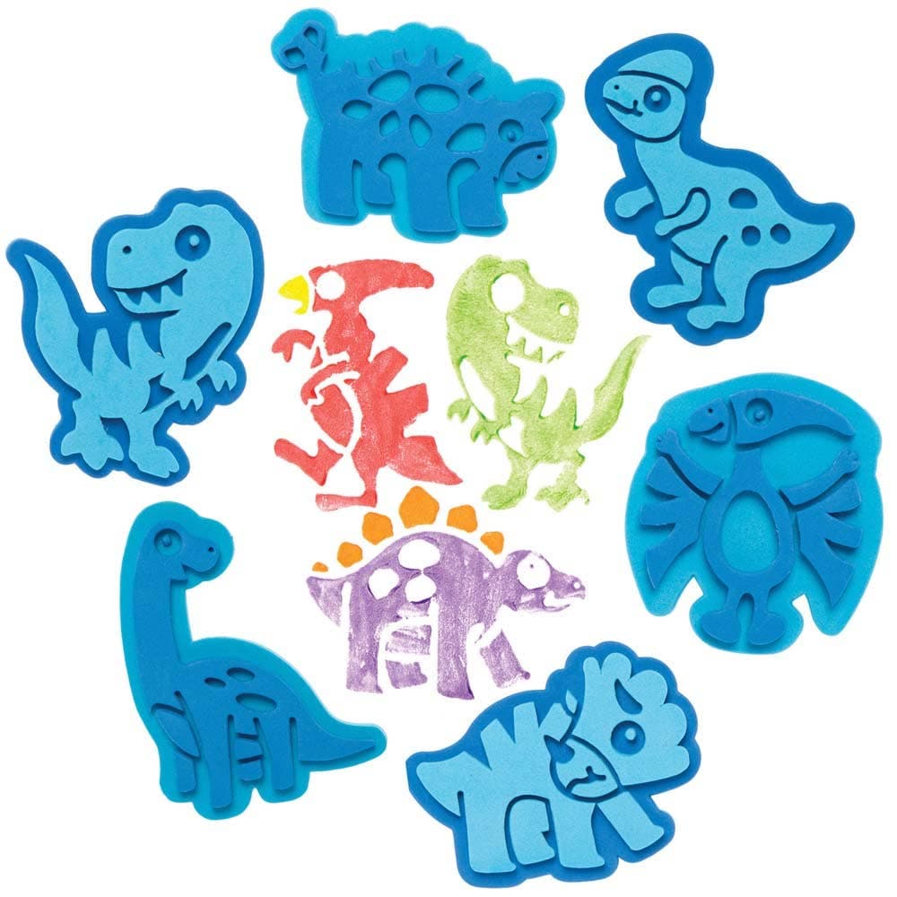 Dinosaur Foam Stampers (Pack of 10) Art Supplies, Art Materials 2 foam colours - Dark Blue & Light Blue