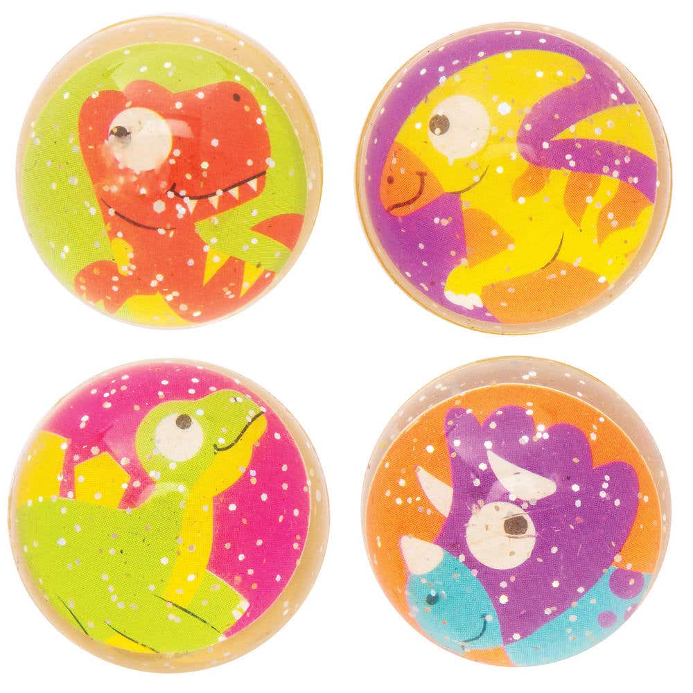 Dinosaur Glitter Bouncy Balls (Pack of 10) Pocket Money Toys