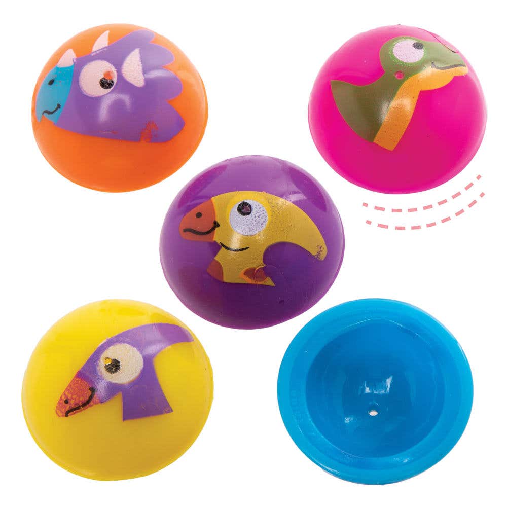 Dinosaur Jumping Poppers (Pack of 12) Pocket Money Toys 6 assorted colours - Green, Purple, Orange, Yellow, Pink & Blue