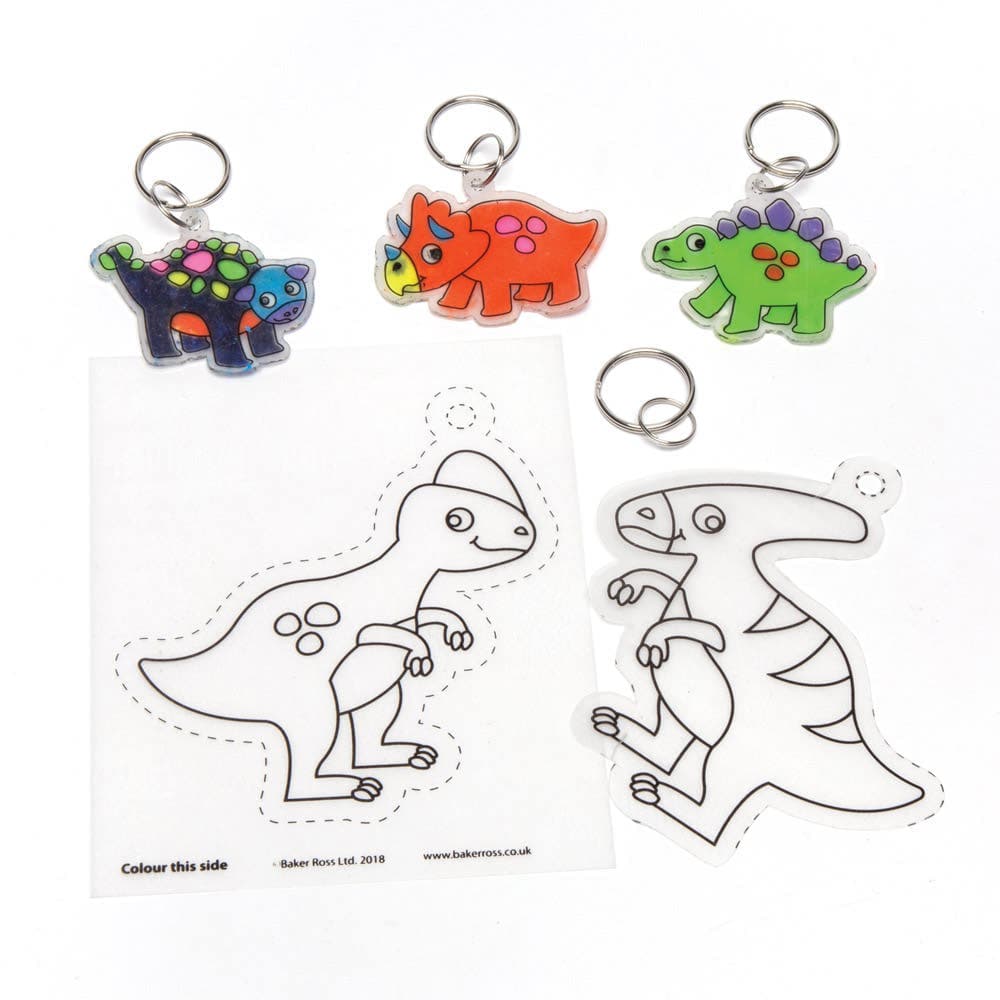 Dinosaur Super Shrink Keyrings (Pack of 8) Pocket Money Toys
