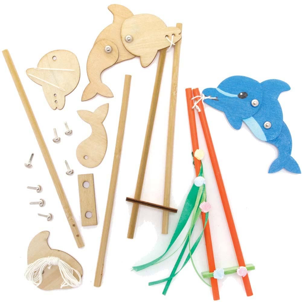 Diving Dolphin Wooden Acrobat Kits (Pack of 3) Art Craft Kits, Height 20cm, No Glue Required