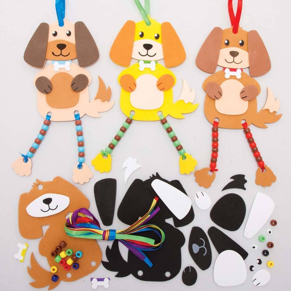 Dog Dangly Legs Decoration Kits (Pack of 5) Decoration Craft Kits 5 ribbon colours - Red, Blue, Yellow, Purple & Green