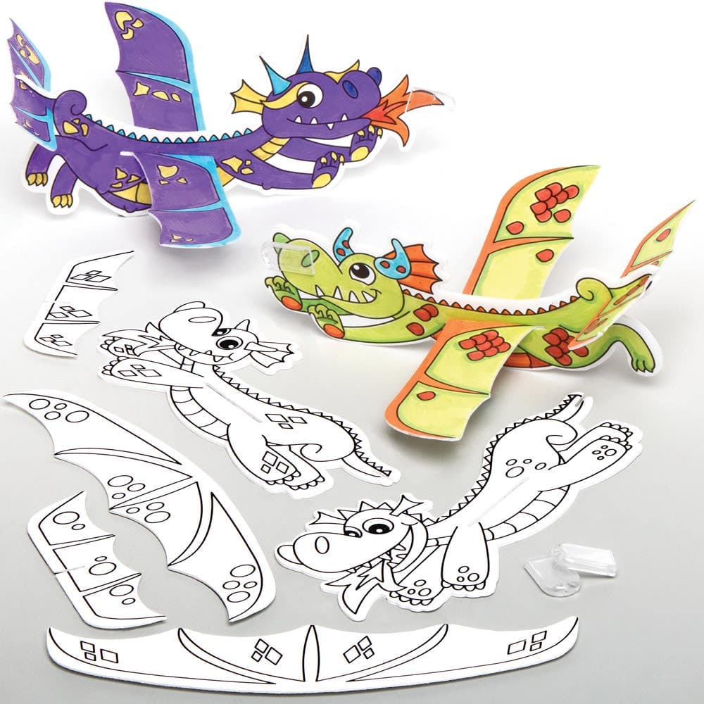 Dragon Colour-in Glider Kits (Pack of 10) Pocket Money Toys