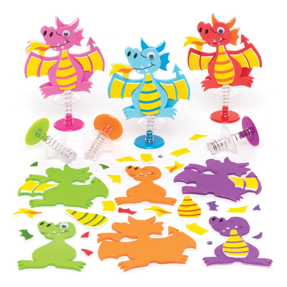 Dragon Pop-up Kits (Pack of 6) Chinese New Year Crafts, 6 Assorted Colours, No Glue Required, Design Your Own