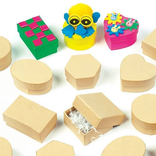 Mini Craft Boxes (Pack of 6) Strong Card, 6 Assorted Designs, Sizes 5cm-6cm, Craft Blanks & Bases