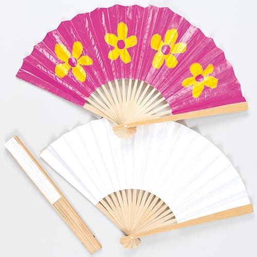 Design a Fan (Pack of 4) Chinese New Year Crafts, 25cm, Card & Wood