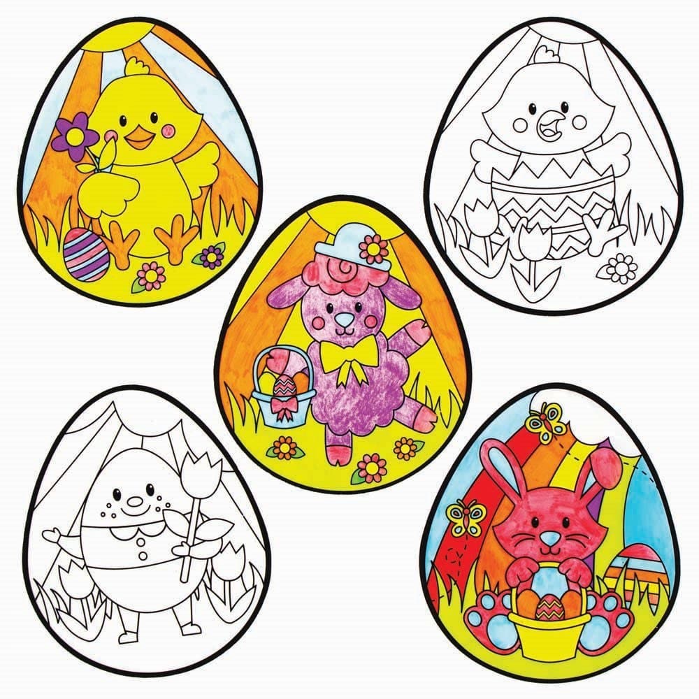 Colour-in Easter Window Decorations (Pack of 12) Easter Crafts For Kids