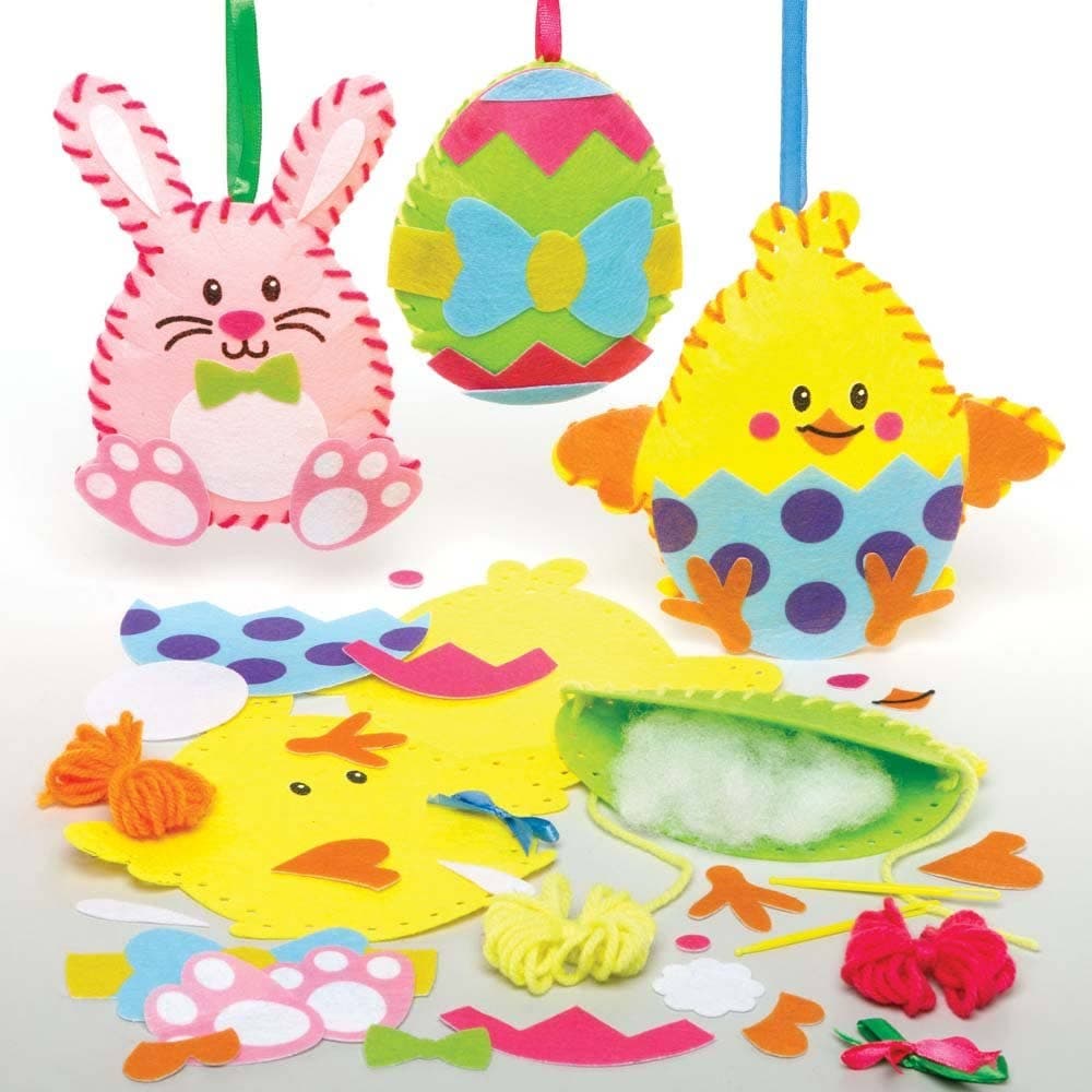 Easter Sewing Kits (Pack of 3) Easter Crafts For Kids 3 assorted ribbon colours - Pink, Blue & Green