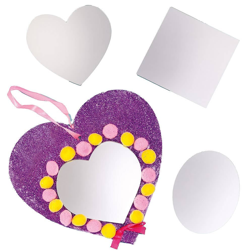 8cm Assorted Acrylic Mirrors (Pack of 12) Strong & Flexible Acrylic, Self Adhesive