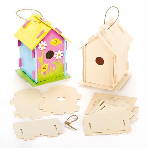 Wooden Birdhouse Building Kits (Pack of 2) Wooden Nature Craft Kits 17cm. Spring Craft Kits