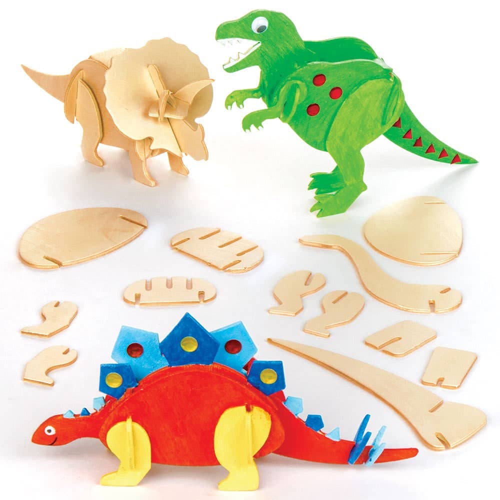 Dinosaur 3D Woodcraft Kits (Pack of 5) 5 Assorted Designs, Art Craft Kits, Size 13cm