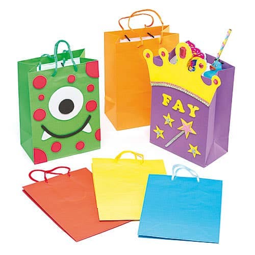 Coloured Gift Bags (Pack of 6) Party Bags Assorted colours