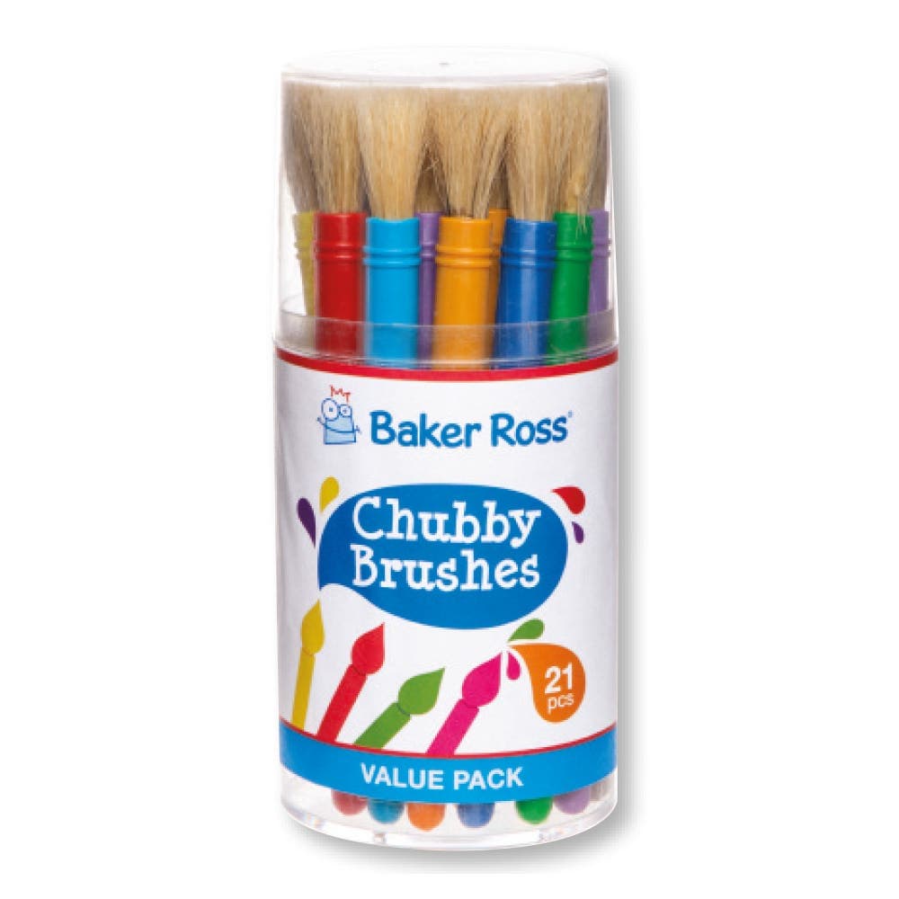 Chubby Brushes Value Tub (Tub of 21) Art Supplies, Art Materials Assorted colours