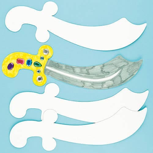 Pirate Sword Card Blanks (Pack of 6) Design Your Own, Strong Card, Size 42cm, Decorative Crafts