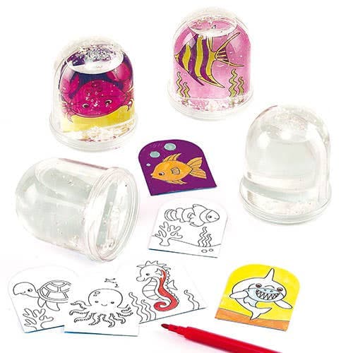 Sealife Colour-in Snow Globes (Box of 4) Decoration Craft Kits