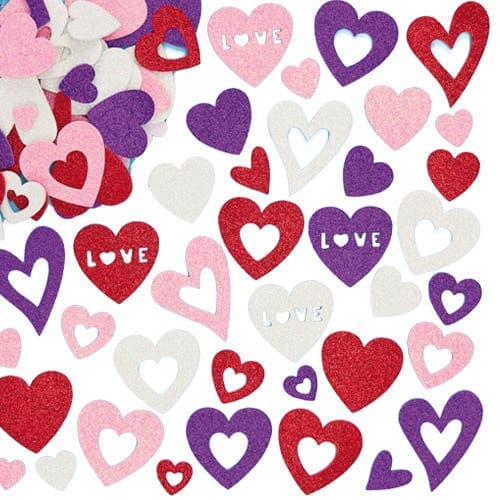 Heart Glitter Foam Stickers (Pack of 120) Stickers