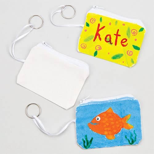 Fabric Purse Keyrings (Pack of 6) Decoration Craft Kits