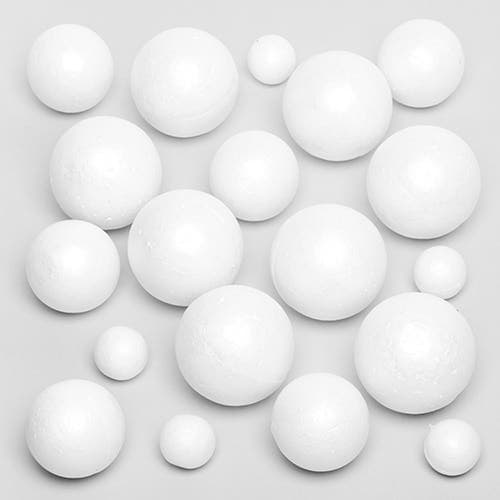 Polystyrene Balls Value Pack (Pack of 36) Ball Sizes 25mm, 40mm & 50mm, Great For 3D Model Making & Collage