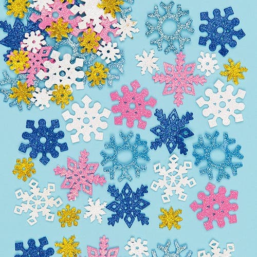 Glitter Foam Snowflake Stickers (Pack of 120) Christmas Craft Supplies Assorted colours