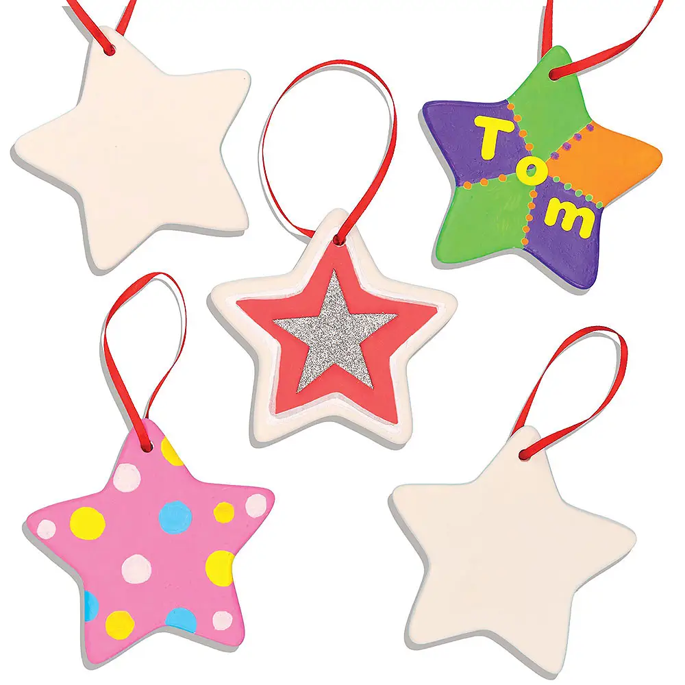 Star Ceramic Decorations (Box of 5) Decoration Craft Kits