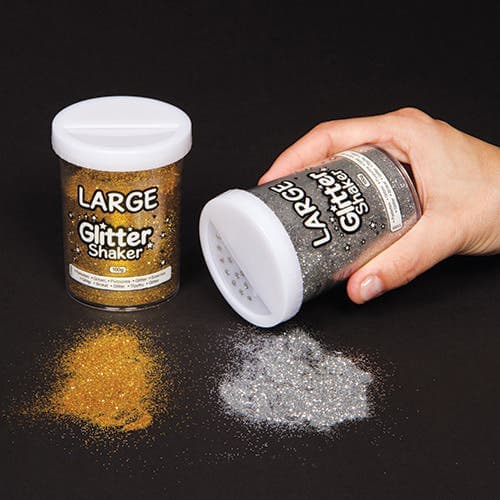 Gold & Silver Large Glitter Shakers (Set of 2) Craft Embellishments 2 assorted colours per pack - Gold & Silver