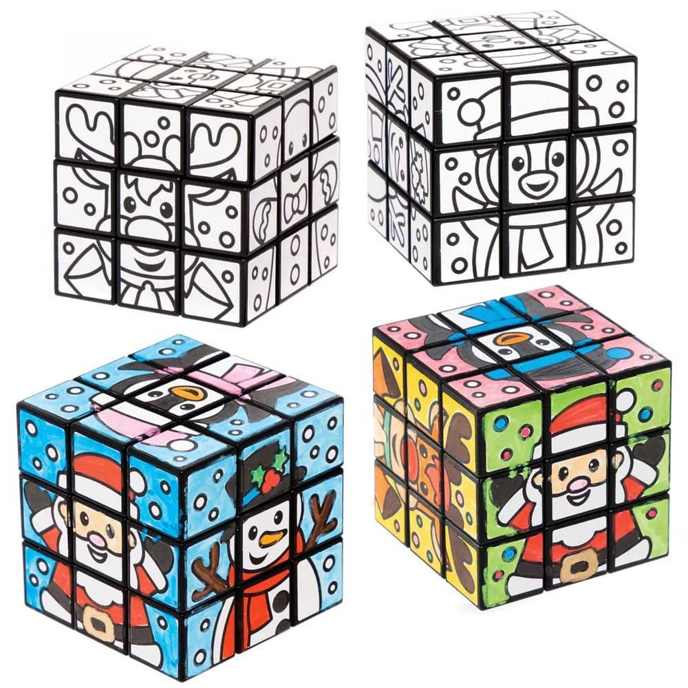Christmas Colour-in Puzzle Cubes (Pack of 4) Christmas Crafts