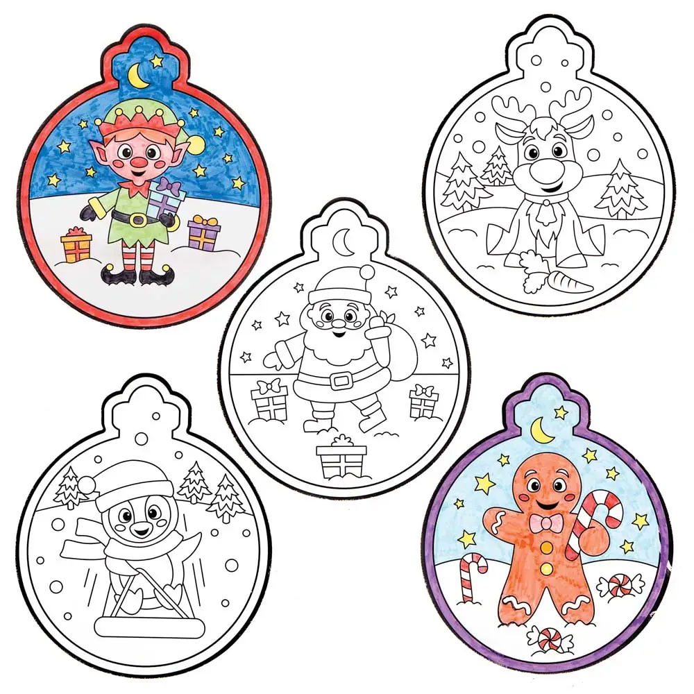Christmas Colour-in Window Decorations (Pack of 12) Christmas Crafts