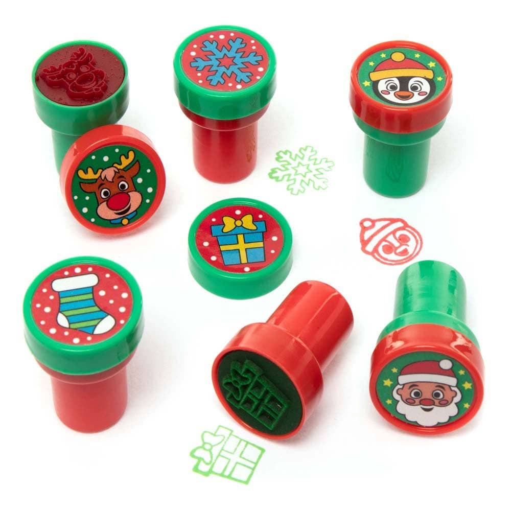 Christmas Self-Inking Stampers (Pack of 12) Christmas Craft Supplies, Party Bag Fillers, Assorted Designs