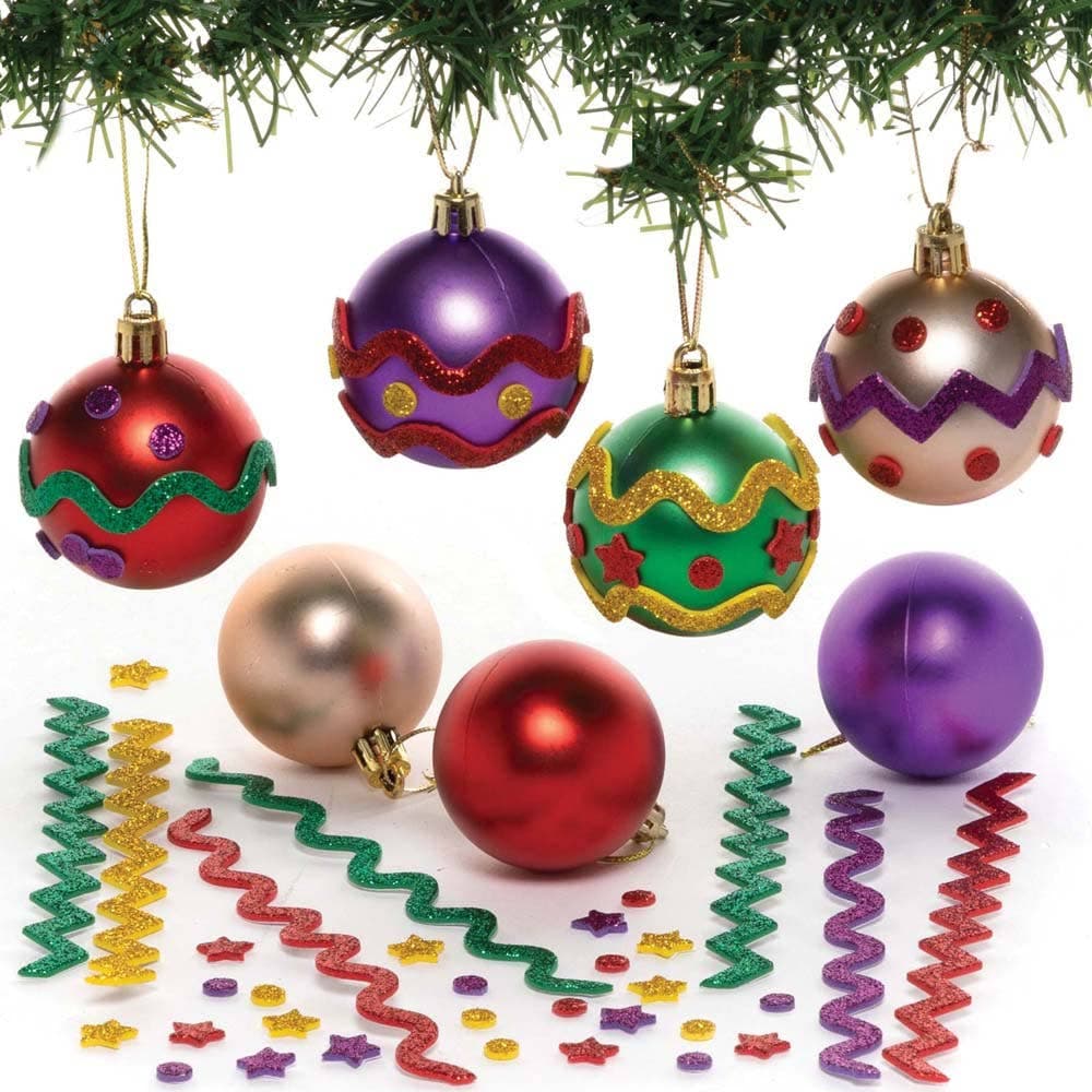 Christmas 3D Bauble Mix & Match Kits (Pack of 8) Christmas Crafts 4 bauble colours - Gold, Green, Red & Purple