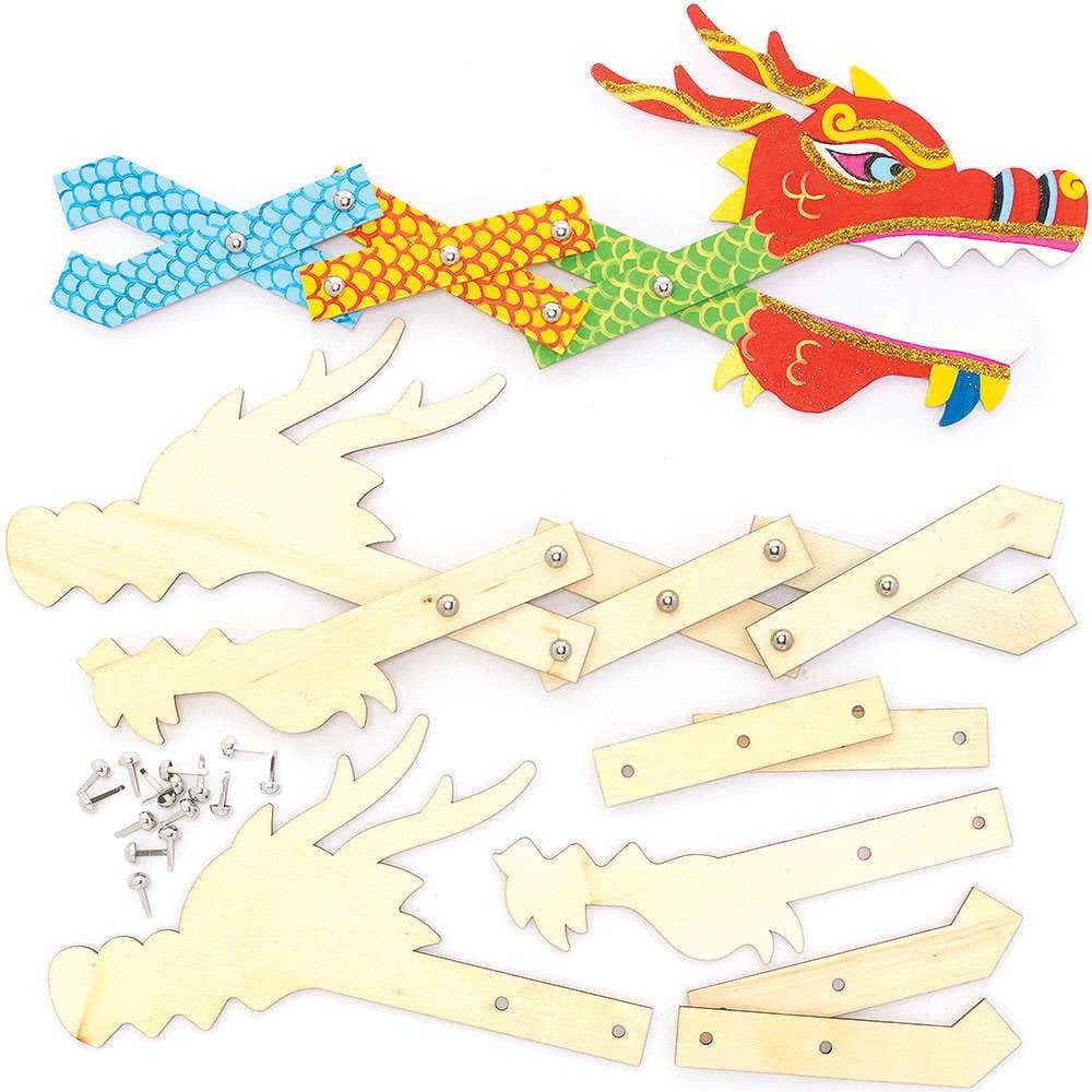 Dragon Wooden Extendable Puppet Kits (Pack of 3) Art Craft Kits